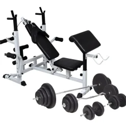 vidaXL Banc d'entraînement avec support de poids jeu d'haltères 120 kg