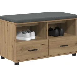 Bancs-vidaXL Banc d'entrée avec coussin Chêne Artisanal 80 x 38 x 46 cm ch&ecirc;ne artisanal