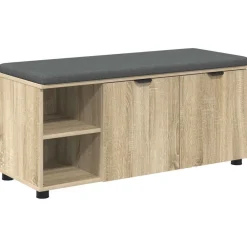 Bancs-vidaXL Banc d'entrée avec coussin Chêne Sonoma 100 x 38 x 46 cm Ch&ecirc;ne sonoma