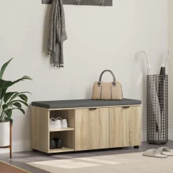 Bancs-vidaXL Banc d'entrée avec coussin Chêne Sonoma 100 x 38 x 46 cm Ch&ecirc;ne sonoma