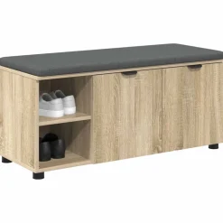 Bancs-vidaXL Banc d'entrée avec coussin Chêne Sonoma 100 x 38 x 46 cm Ch&ecirc;ne sonoma
