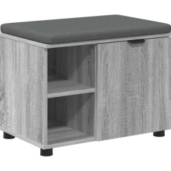 vidaXL Banc d'entrée avec coussin Gris Sonoma 60 x 38 x 46 cm