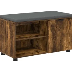 Bancs-vidaXL Banc d'entrée avec coussin Chêne Fumé 80 x 38 x 46 cm Ch&ecirc;ne fumé