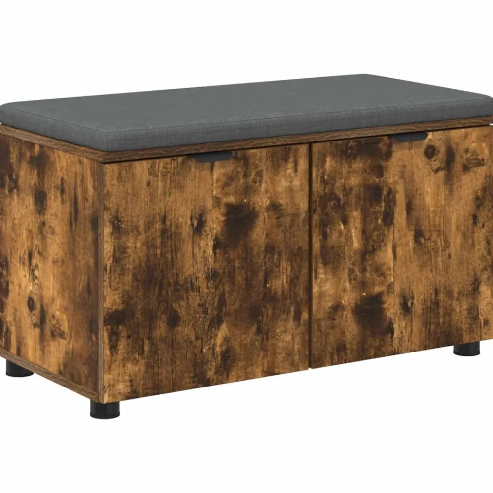 Bancs-vidaXL Banc d'entrée avec coussin Chêne Fumé 80 x 38 x 46 cm Chêne fumé