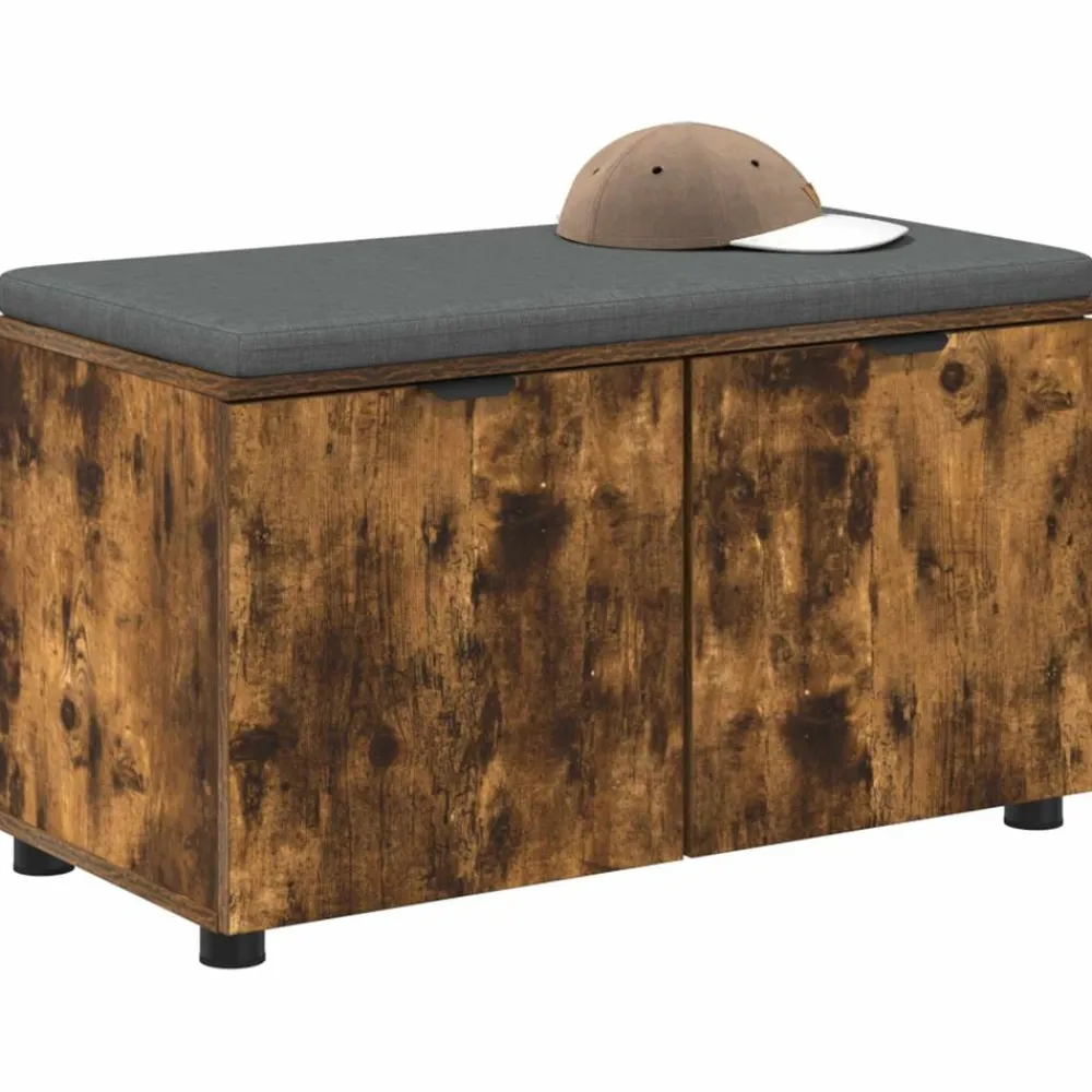 Bancs-vidaXL Banc d'entrée avec coussin Chêne Fumé 80 x 38 x 46 cm Chêne fumé