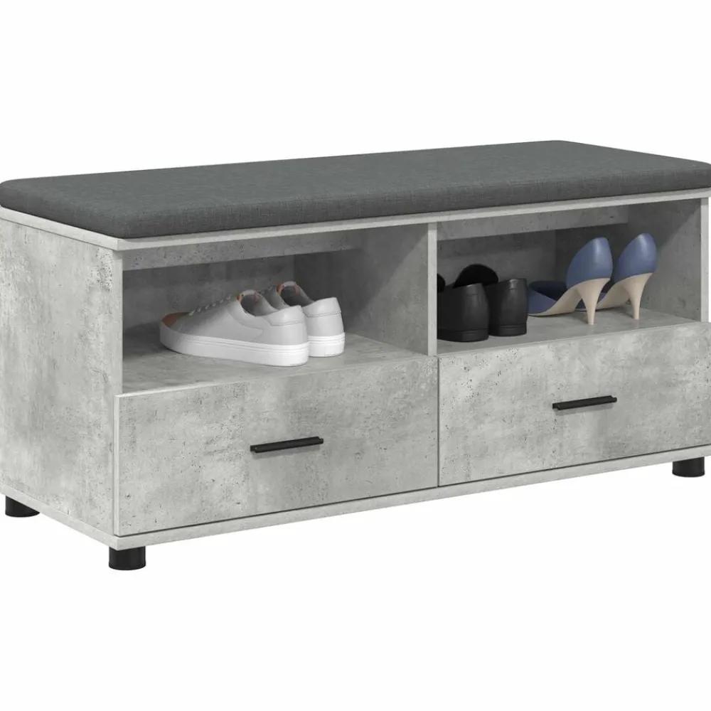 Bancs-vidaXL Banc d'entrée avec coussin 100 x 38 x 46 cm Gris béton