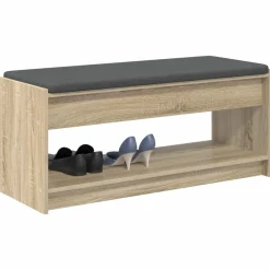 Bancs-vidaXL Banc d'entrée avec coussin Chêne Sonoma 103 x 38 x 45 cm Ch&ecirc;ne sonoma