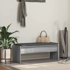 Bancs-vidaXL Banc d'entrée avec coussin Gris Sonoma 103 x 38 x 40 cm Sonoma gris
