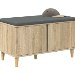 Bancs-vidaXL Banc d'entrée avec coussin Chêne Sonoma 80 x 38 x 46 cm Ch&ecirc;ne sonoma