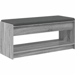 Bancs-vidaXL Banc d'entrée avec coussin Gris Sonoma 103 x 38 x 45 cm Sonoma gris