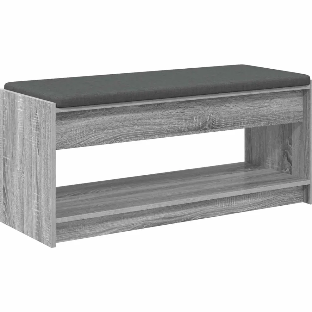 Bancs-vidaXL Banc d'entrée avec coussin Gris Sonoma 103 x 38 x 45 cm Sonoma gris