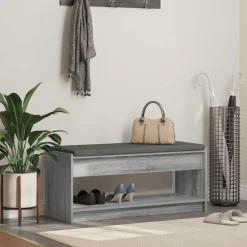 Bancs-vidaXL Banc d'entrée avec coussin Gris Sonoma 103 x 38 x 45 cm Sonoma gris