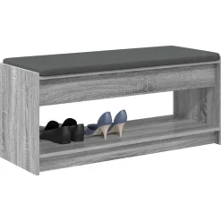 Bancs-vidaXL Banc d'entrée avec coussin Gris Sonoma 103 x 38 x 45 cm Sonoma gris
