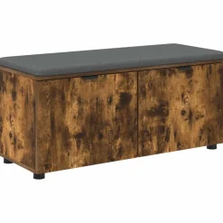 Bancs-vidaXL Banc d'entrée avec coussin Chêne Fumé 100 x 38 x 46 cm Ch&ecirc;ne fumé