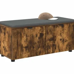 Bancs-vidaXL Banc d'entrée avec coussin Chêne Fumé 100 x 38 x 46 cm Ch&ecirc;ne fumé