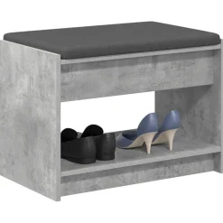 Bancs-vidaXL Banc d'entrée avec coussin Gris Béton 63 x 38 x 45 cm