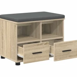Bancs-vidaXL Banc d'entrée avec coussin Chêne Sonoma 60 x 38 x 46 cm Ch&ecirc;ne sonoma
