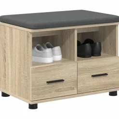 Bancs-vidaXL Banc d'entrée avec coussin Chêne Sonoma 60 x 38 x 46 cm Ch&ecirc;ne sonoma
