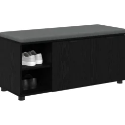 vidaXL Banc d'entrée avec coussin Chêne Noir 100 x 38 x 46 cm