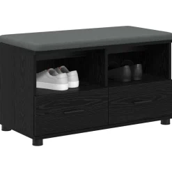 vidaXL Banc d'entrée avec coussin Chêne Noir 80 x 38 x 46 cm