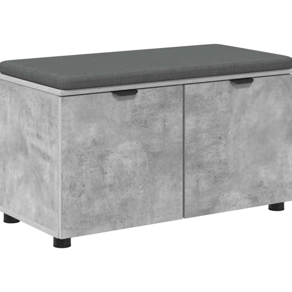 Bancs-vidaXL Banc d'entrée avec coussin 80 x 38 x 46 cm Gris béton