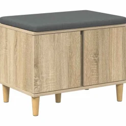 Bancs-vidaXL Banc d'entrée avec coussin Chêne Sonoma 60 x 38 x 46 cm Ch&ecirc;ne sonoma