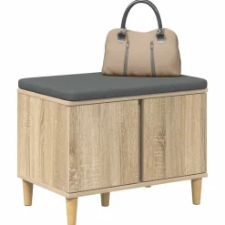 Bancs-vidaXL Banc d'entrée avec coussin Chêne Sonoma 60 x 38 x 46 cm Ch&ecirc;ne sonoma