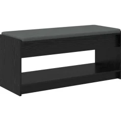 Bancs-vidaXL Banc d'entrée avec coussin Chêne Noir 103 x 38 x 45 cm Ch&ecirc;ne noir