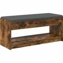 Bancs-vidaXL Banc d'entrée avec coussin Chêne Fumé 103 x 38 x 45 cm Ch&ecirc;ne fumé