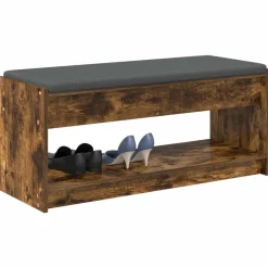 Bancs-vidaXL Banc d'entrée avec coussin Chêne Fumé 103 x 38 x 45 cm Ch&ecirc;ne fumé