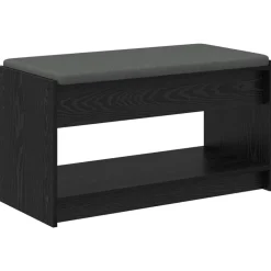 vidaXL Banc d'entrée avec coussin Chêne Noir 83 x 38 x 45 cm