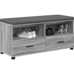 vidaXL Banc d'entrée avec coussin Gris Sonoma 100 x 38 x 46 cm