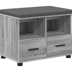 Bancs-vidaXL Banc d'entrée avec coussin Gris Sonoma 60 x 38 x 46 cm Sonoma gris