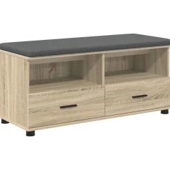 Bancs-vidaXL Banc d'entrée avec coussin Chêne Sonoma 100 x 38 x 46 cm Ch&ecirc;ne sonoma