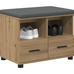 Bancs-vidaXL Banc d'entrée avec coussin Chêne Artisanal 60 x 38 x 46 cm ch&ecirc;ne artisanal