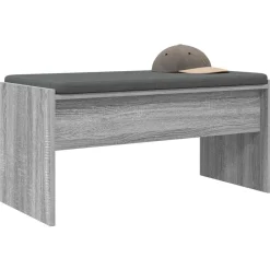 vidaXL Banc d'entrée avec coussin Gris Sonoma 83 x 38 x 40 cm