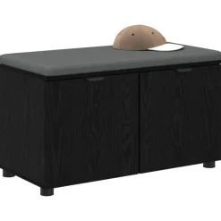 Bancs-vidaXL Banc d'entrée avec coussin Chêne Noir 80 x 38 x 46 cm Ch&ecirc;ne noir
