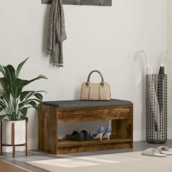 vidaXL Banc d'entrée avec coussin Chêne Fumé 83 x 38 x 45 cm