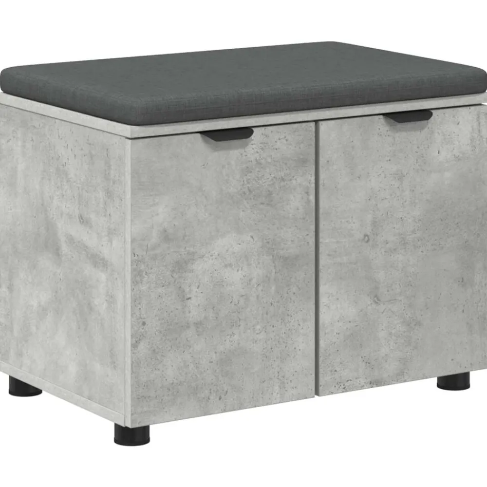 Bancs-vidaXL Banc d'entrée avec coussin 60 x 38 x 46 cm Gris béton