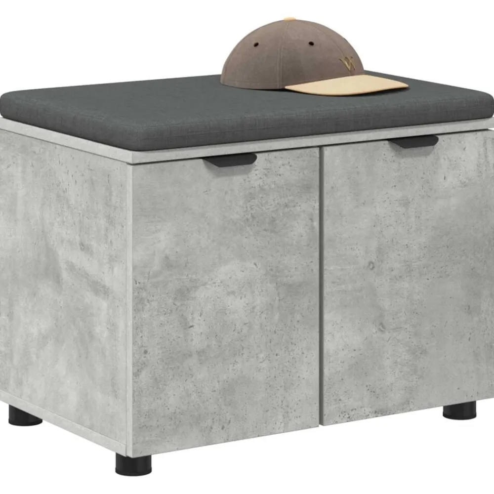 Bancs-vidaXL Banc d'entrée avec coussin 60 x 38 x 46 cm Gris béton