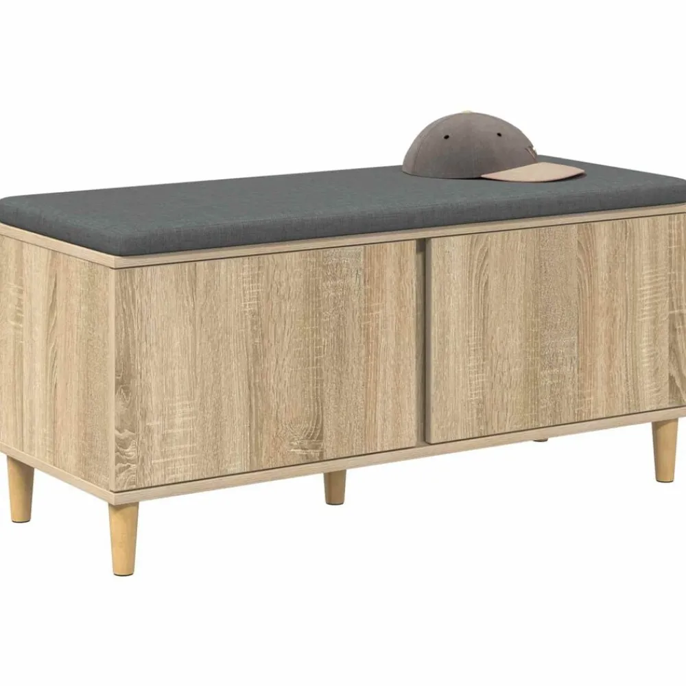 vidaXL Banc d'entrée avec coussin Chêne Sonoma 100 x 38 x 46 cm