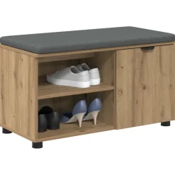 Bancs-vidaXL Banc d'entrée avec coussin Chêne Artisanal 80 x 38 x 46 cm ch&ecirc;ne artisanal