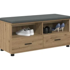 Bancs-vidaXL Banc d'entrée avec coussin Chêne Artisanal 100 x 38 x 46 cm ch&ecirc;ne artisanal