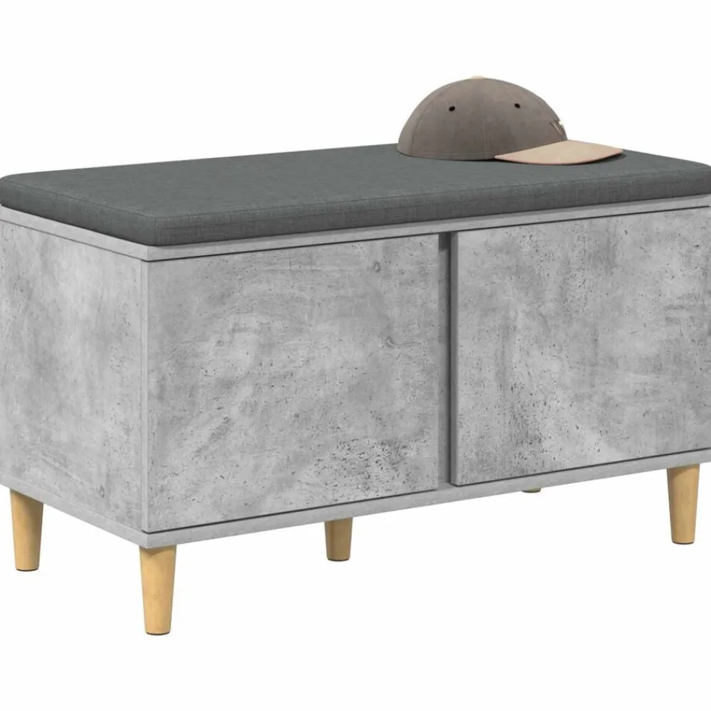 Bancs-vidaXL Banc d'entrée avec coussin 80 x 38 x 46 cm Gris béton