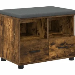 Bancs-vidaXL Banc d'entrée avec coussin Chêne Fumé 60 x 38 x 46 cm Ch&ecirc;ne fumé