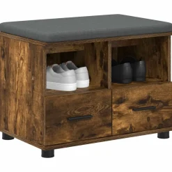 Bancs-vidaXL Banc d'entrée avec coussin Chêne Fumé 60 x 38 x 46 cm Ch&ecirc;ne fumé