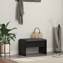 Bancs-vidaXL Banc d'entrée avec coussin Chêne noir 63 x 38 x 40 cm Ch&ecirc;ne noir