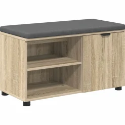 Bancs-vidaXL Banc d'entrée avec coussin Chêne Sonoma 80 x 38 x 46 cm Ch&ecirc;ne sonoma