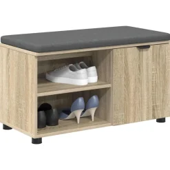 Bancs-vidaXL Banc d'entrée avec coussin Chêne Sonoma 80 x 38 x 46 cm Ch&ecirc;ne sonoma