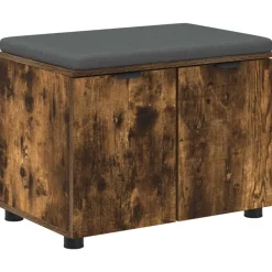 Bancs-vidaXL Banc d'entrée avec coussin Chêne Fumé 60 x 38 x 46 cm Ch&ecirc;ne fumé